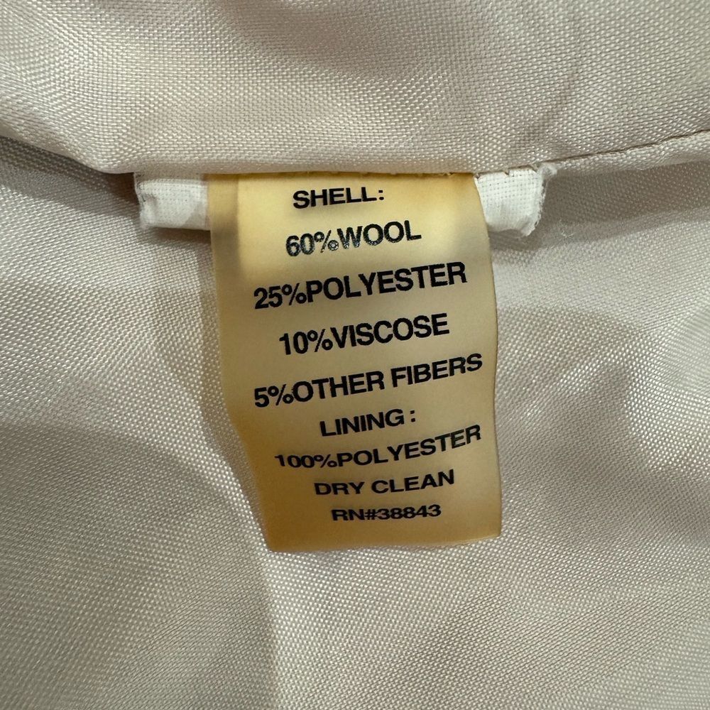 Tahari Wool Izzy coat cream neutral blush belted gold buttons 10 - Picture 8 of 16